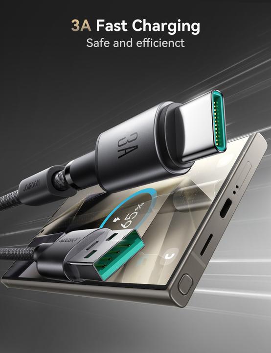 Produktbild Joyroom USB-A to USB-C 480Mbps Cable with magnetic holder 3A, 1.2m - Gray (1.20 m)