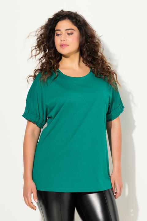 Actual product image Ulla Popken Ruffled Short Sleeve Scoop Neck Modal Tee (50, 52)
