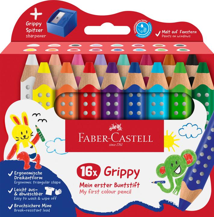 Actual product image Faber-Castell Farbstiftetui Grippy 16 Stück sortiert (Multicolor, 16 x)