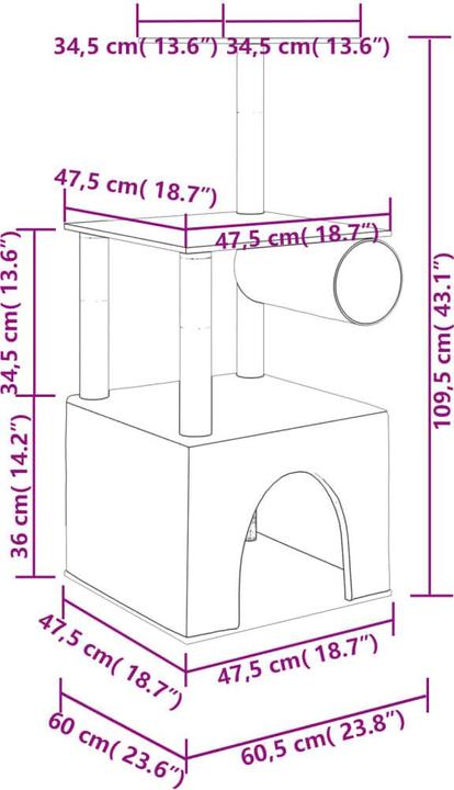 Produktbild vidaXL Roldan (109.50 cm, Hellgrau)