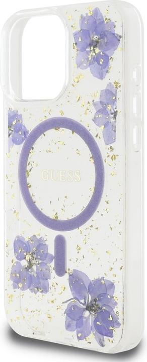 Actual product image Guess Case Resin Flowers MagSafe for iPhone 16 Pro Max purple (Apple iPhone 16 Pro Max)