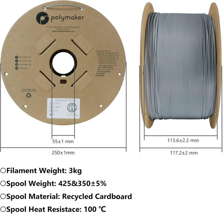 Produktbild Polymaker PolyTerra PLA (PLA, 1.75 mm, 3000 g, Rot)