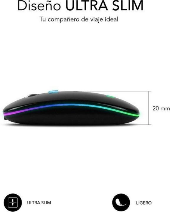 Actual product image Subblim Raton LED Dual Flat Mouse Black (Wireless)
