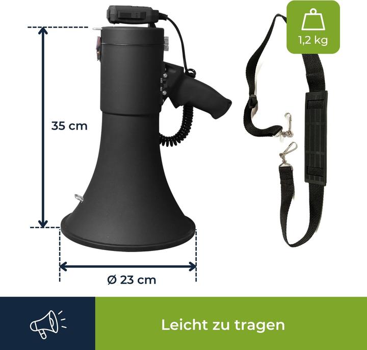 Actual product image Velleman Powerful megaphone with 50 W, built-in siren, recording function, volume control, Blueto (Megaphone)