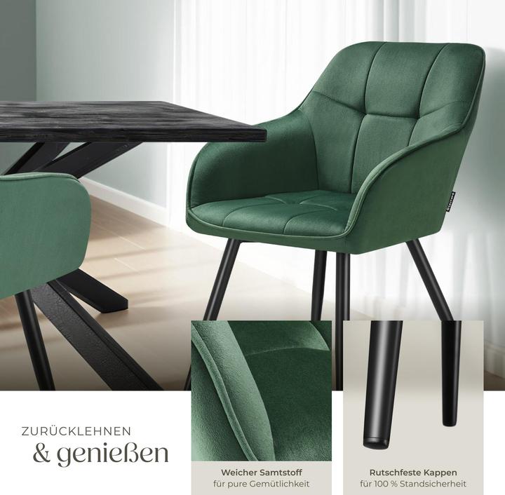 Actual product image tectake chair Marilyn, velvet look, quilted