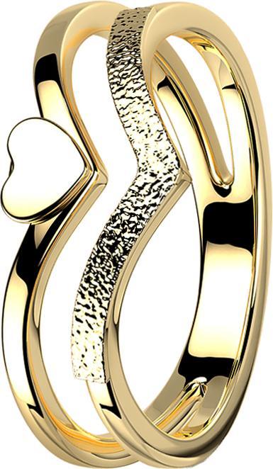 Image du produit Star Piercing Bague plaquée or deux angles avec coeur (sans laiton, Acier chirurgical 316L)