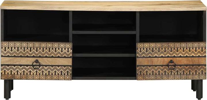 Produktbild VidaXL TV Schrank Lowboard Fernsehschrank Fernsehtisch Schwarz Raues Mangoholz (100 x 33.5 x 46 cm)