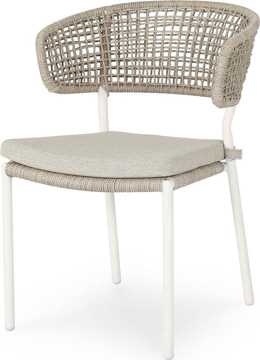 Best Gartenstuhl mit Armlehnen Spitz sand, Metall, 2 St.