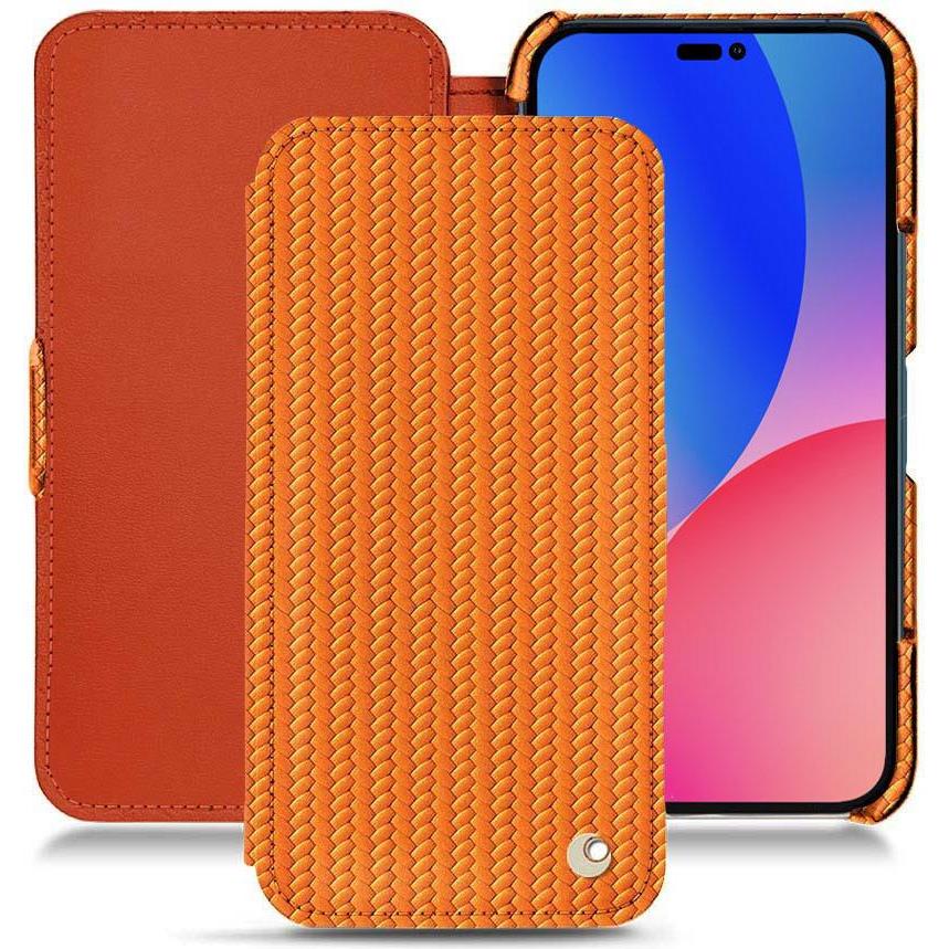 Noreve Lederschutzhülle horizontal (Apple iPhone 14 Pro Max), Smartphone Hülle, Orange