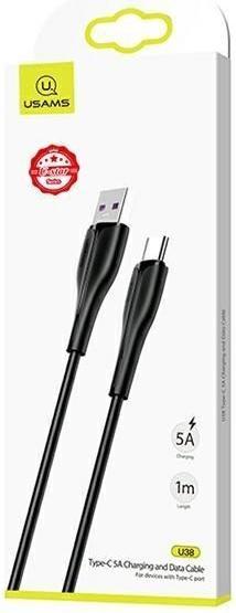 Actual product image Usams Cable U38 USB-C 5A Fast Charge for OPPO/HUAWEI 1m czarny/black SJ376USB01 (US-SJ376) (1 m)