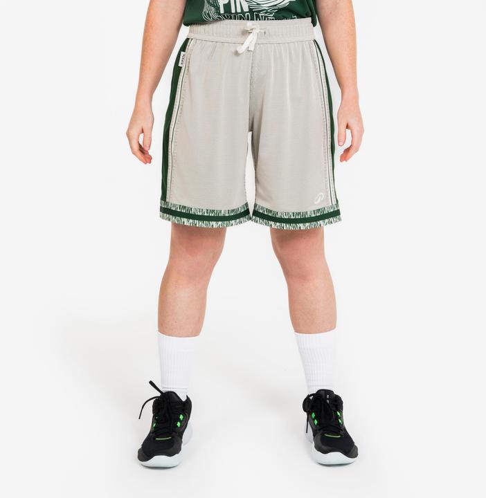 Produktbild Kipsta Damen/Herren Basketball Shorts wendbar - SH500 beige/grün (L)