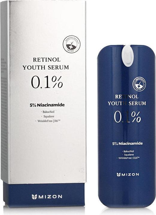 Actual product image Mizon Retinol Youth 0.1% Retinol Serum with Wrinkle Care, Bakuchiol, Peptides, and Niacinamide 0.99 (28 ml)