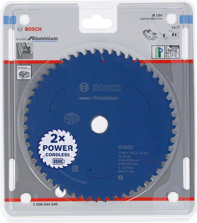 Immagine prodotto Bosch Professional Zubehör Lama circolare a batteria Expert per alluminio, 184 x 1,8/1,3 x 20, 54 denti