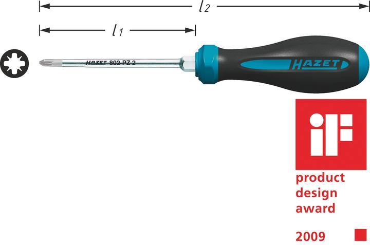 Produktbild HAZET Schraubendreher HEXAnamic 802-PZ0 ∙ Pozidriv Profil PZ ∙ PZ0 (Pozidriv-Kreuzschlitz (PZ))