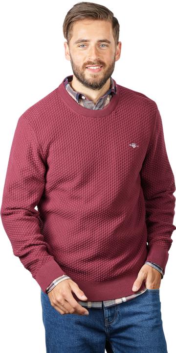 Actual product image GANT Cotton Texture Pullover Crew Neck Red Shadow (L)