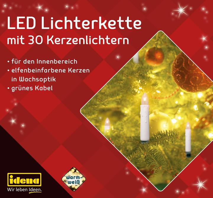 Produktbild Idena Kerzenlichterkette LED 30er warmweiss f.Innen (16 m)