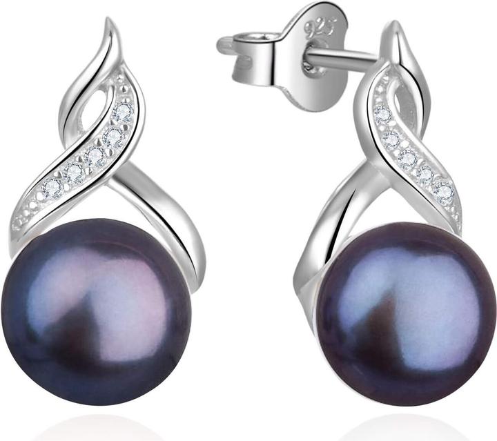 Image du produit Beneto Boucles d'oreilles de luxe avec de vraies perles noires AGUP2616P-BLACK (L)