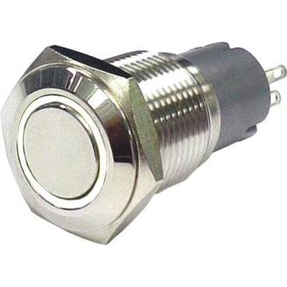 Rs Pro Switch Pushbutton Stainless White ring, Taster + Schalter, Silber