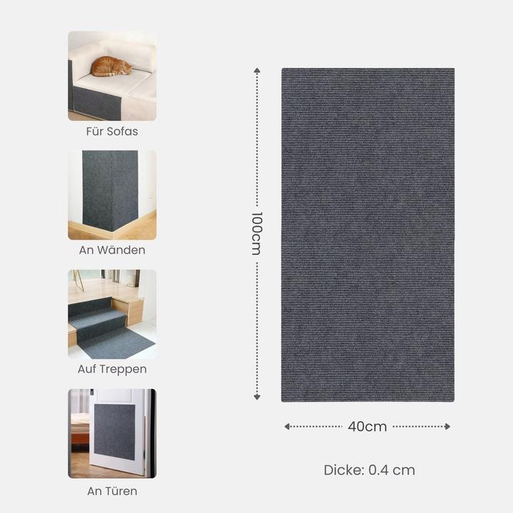 Image du produit Hermex Kratzmatte für Katzen Klettermatte Kratzschutz Kratzbrett Kratzwand (100 cm, Gris foncé)
