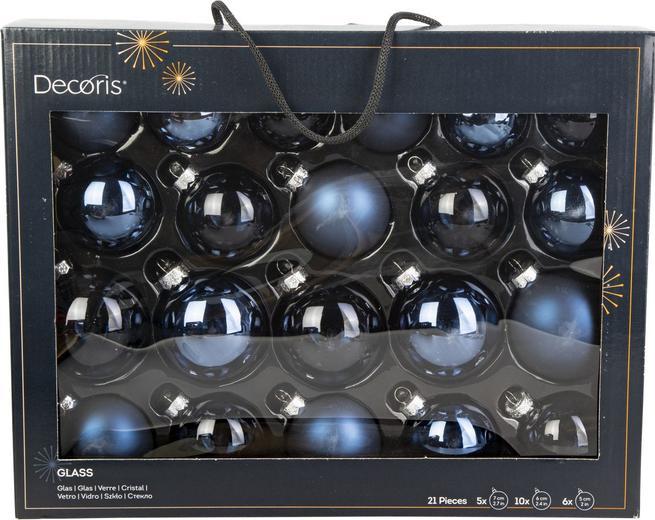 Produktbild Kaemingk Christbaumkugeln - 21 Stück - aus Glas - ø ca. 7 cm - nachtblau (21-teilig)