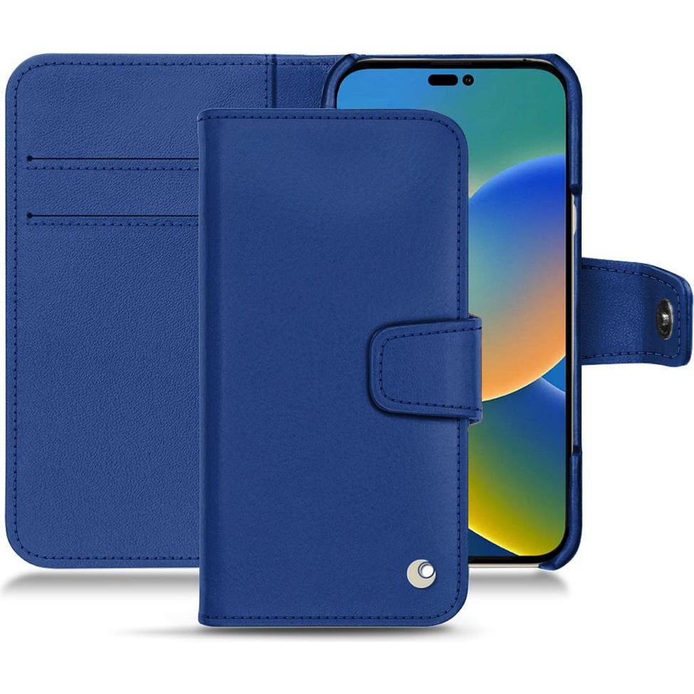 Noreve Lederschutzhülle Wallet (Apple iPhone 14), Smartphone Hülle, Blau