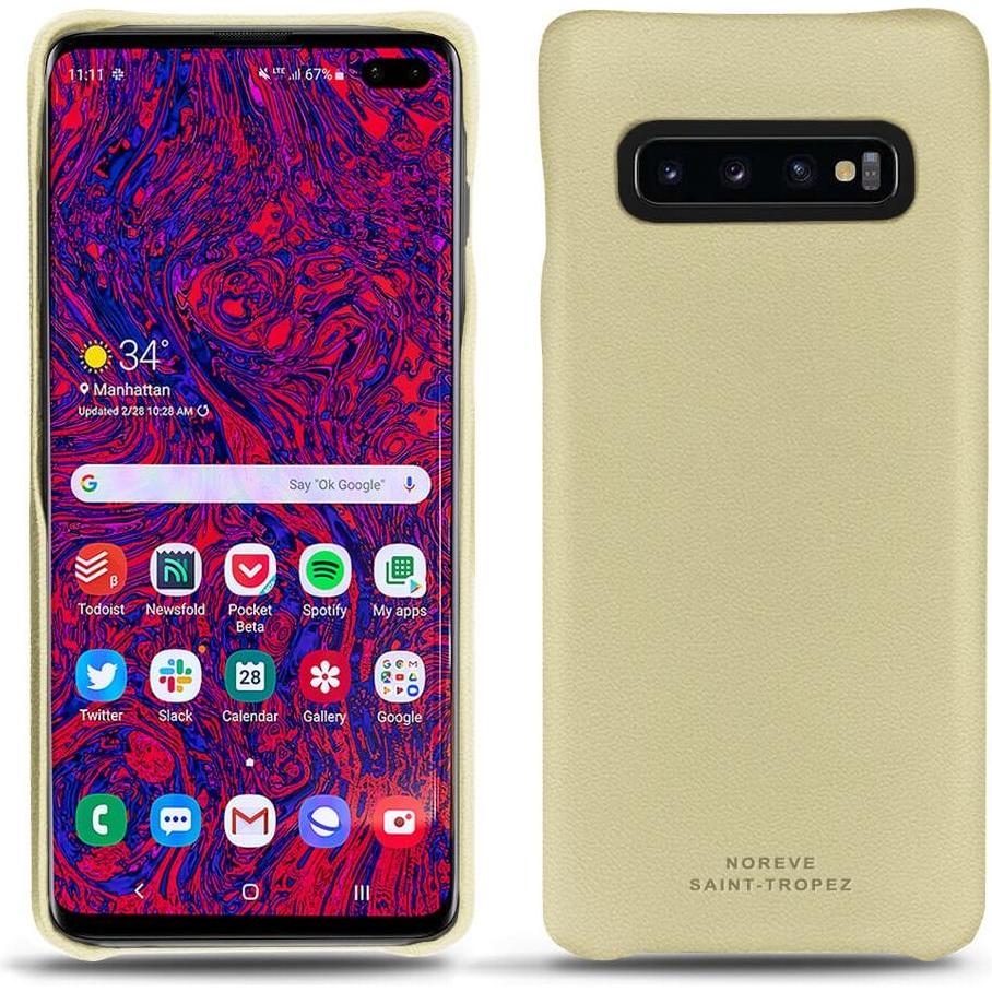 Noreve Lederschutzhülle (Samsung Galaxy S10+), Smartphone Hülle, Beige