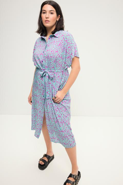 Produktbild Studio Untold Hemdblusen-Midikleid, oversized, zweifarbiger Print, Bindegürtel (54)