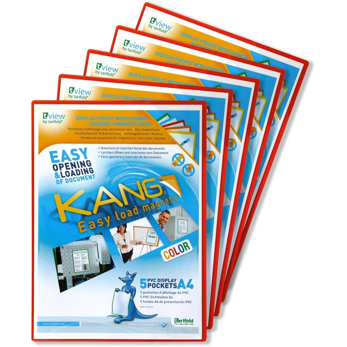 Tarifold, Informationsschild, Sichttafel Kang easy load Color A4 magnetisch rot 5 Stück