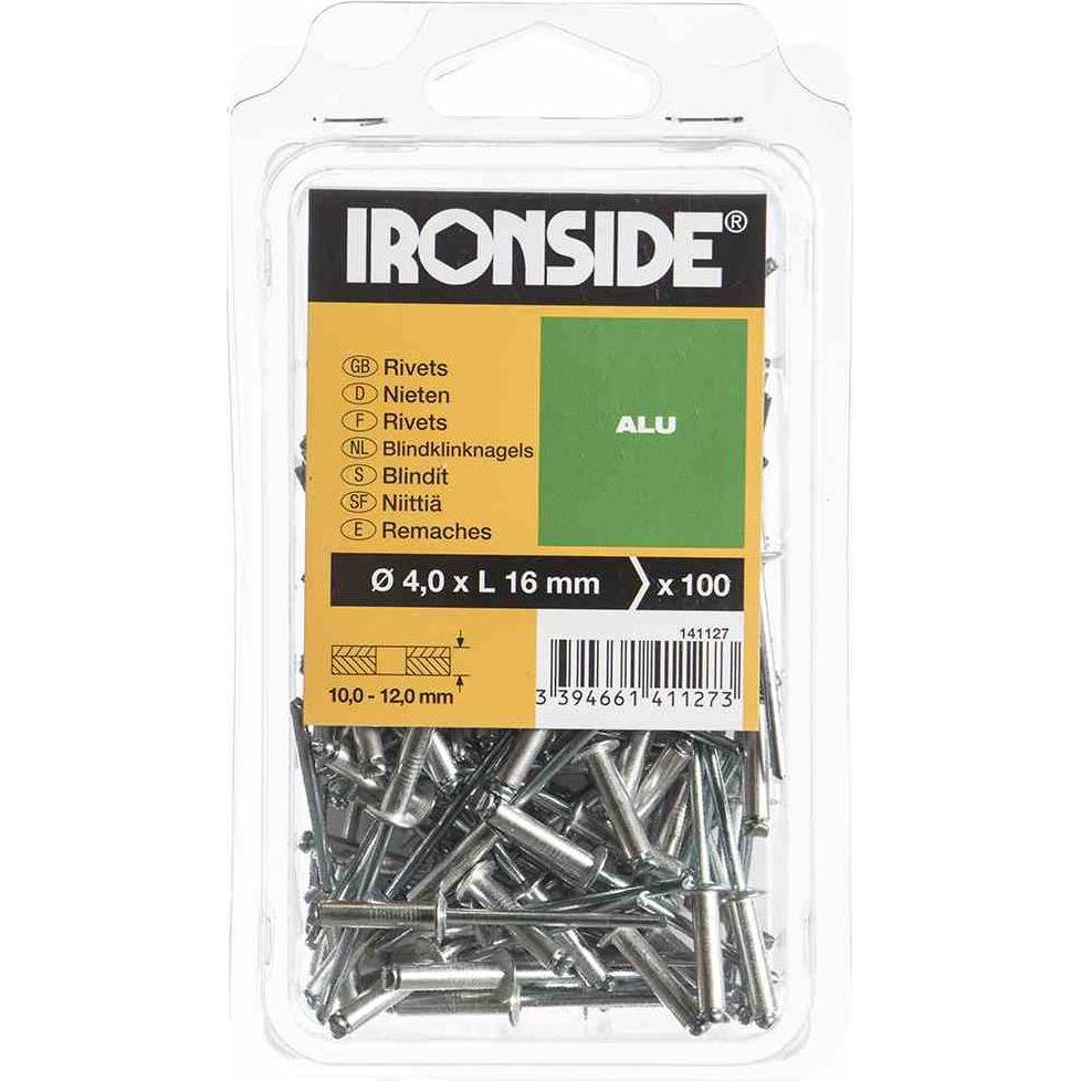 Ironside, Nieten, Blindnieten 4,0 x 16 mm Aluminium, Verpackungsinhalt: 100 Stück