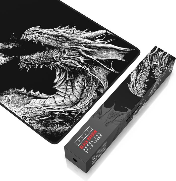 Actual product image Titanwolf Gaming Mouse Pad, 900 x 400mm XXL Speed Gaming Mouse Mat, Mousepad Extra Large Surface, Black Dragon (XXL)