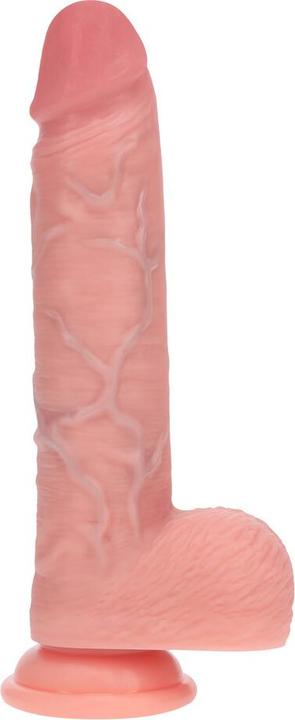Produktbild RealRock Dual Density Silicone Realistic Vibrating Thrusting Dildo with Balls - 8 / 20,3 cm - Flesh