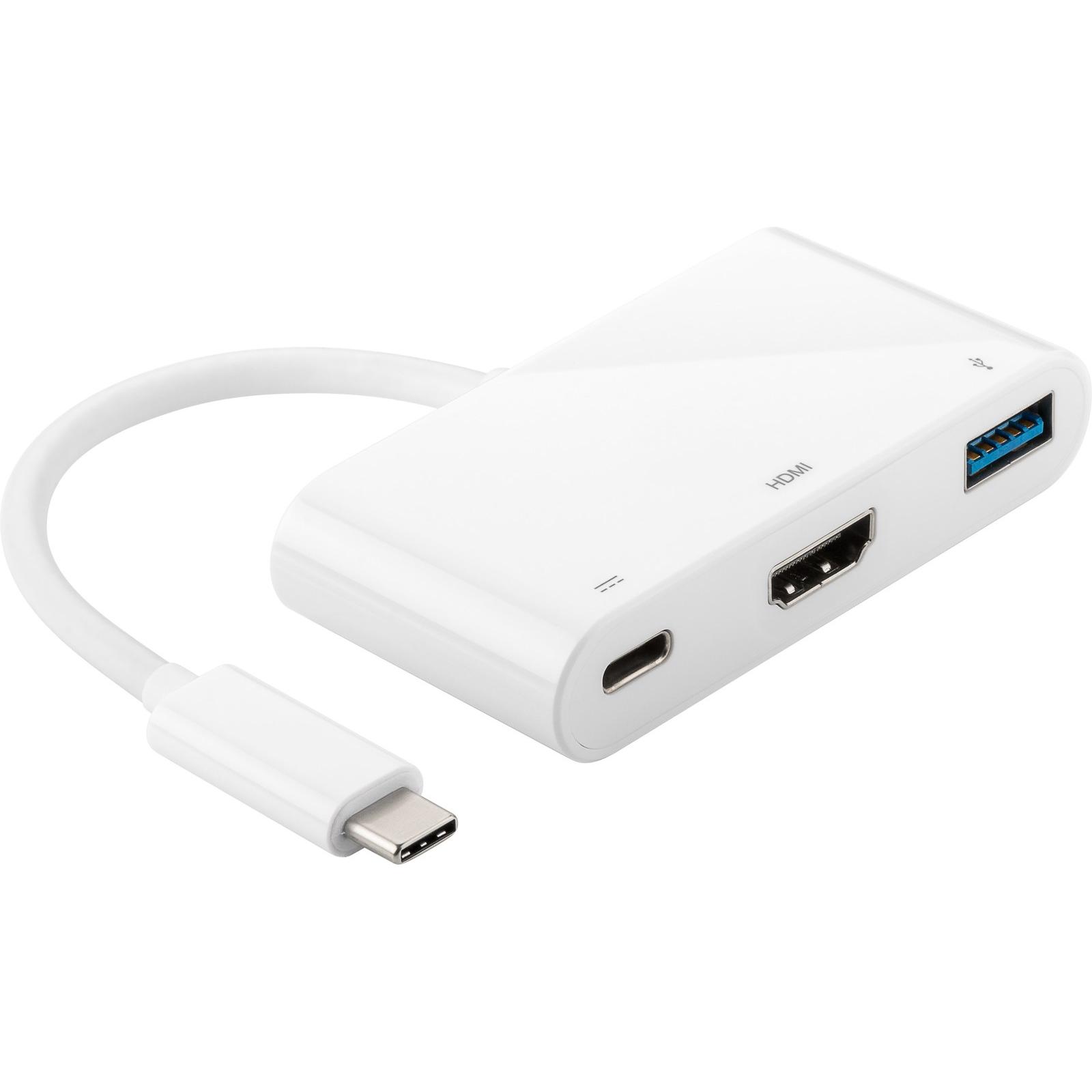 MicroConnect USB-C zu (USB-C, 3 Ports), Dockingstation + USB Hub, Weiss