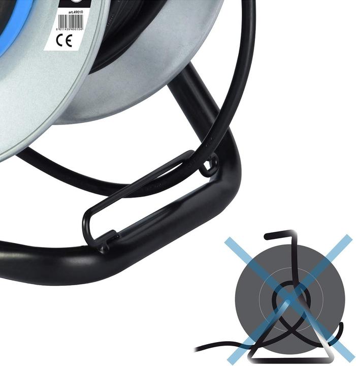 Actual product image Electraline Professional Cable Reel with 4 Outlets, IP44 Waterproof, Fixed Plate and Ergonomic Handle (25 m)