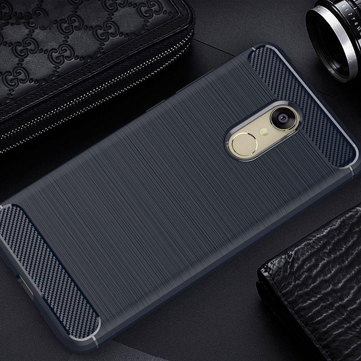 Thumbnail - König Design Hülle Handy Schutz für Xiaomi Redmi Note 5 Case Cover Bumper Carbon Optik Blau (Xiaomi Redmi Note 5), Smart...