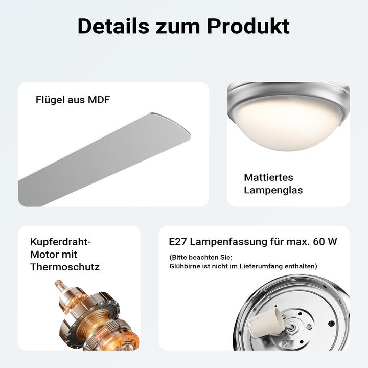 Actual product image Wiltec Ceiling fan (50 dB)