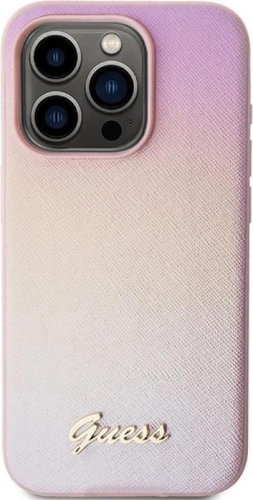 Image du produit Guess GUHCP15XPSAIRSP iPhone 15 Pro Max 6.7" różowy/pink hardcase Saffiano Iridescent Script (Apple iPhone 15 Pro Max)