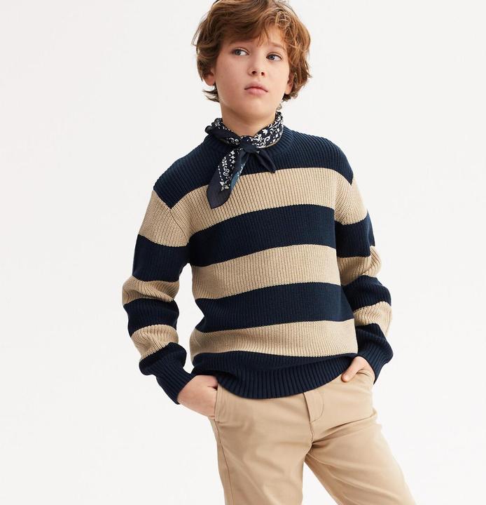 Immagine prodotto La Redoute Collections Gestreifter Rundhals-Pullover aus rustikalem Strick (140)