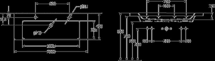 Produktbild Villeroy & Boch V&B Schrankwaschtisch SUBWAY 3.0 1300x470mm o ÜL m HL stone white C+ (470 mm, 1300 mm)