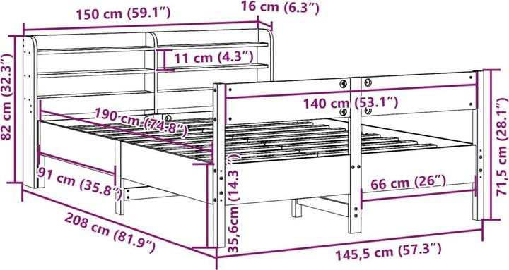 Image du produit vidaXL Bettgestell (140 x 190 cm)