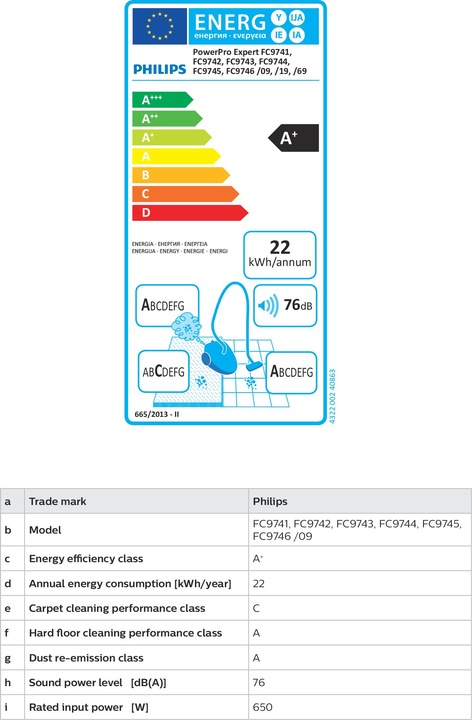 Energy Label Philips 7000 series FC9741/19
