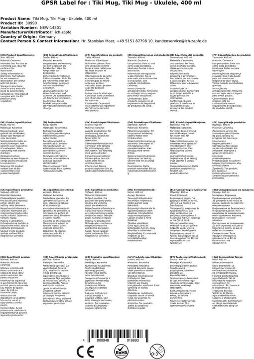 Immagine prodotto Ich-zapfe Tazza Tiki, Tazza Tiki - Ukulele, 400 ml (400 ml, 1 x)