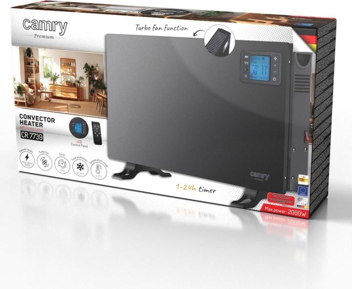 Produktbild Camry Radiator CR 7739 Convection fan heater with remote control, LCD display, Black | (2000 W)