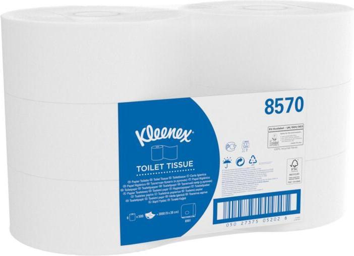 Actual product image Kleenex ® Toilet paper Jumbo 2-ply Tissue 100 % recycled white 500 Bl./Rl. 6 rl./pack. (6 x)