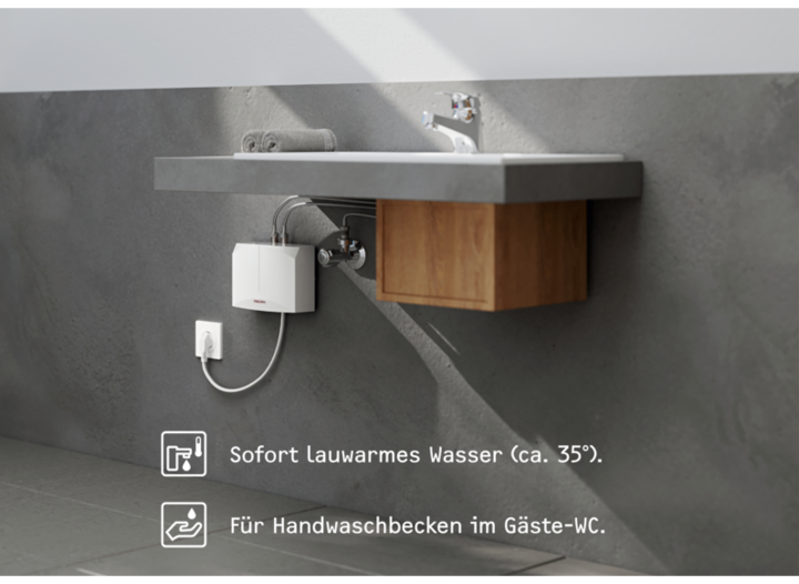 Actual product image Stiebel Eltron DEM 3 Electronic mini instantaneous water heater for hand basin only, 3.5 kW, with plug, VDE