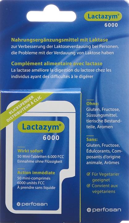 Valori nutrizionali e ingredienti Lactazym 6000 Mini (50 Pezzo/i, Pillole, 30 g)