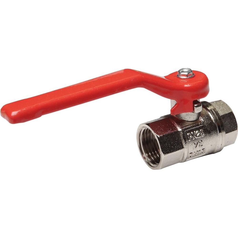Magni, Schlauchanschluss + Schlauchverbinder, Kugelhahn Pressmessing matt verchromt mit Absperrhebel 1/2 Zoll (50.80 mm)