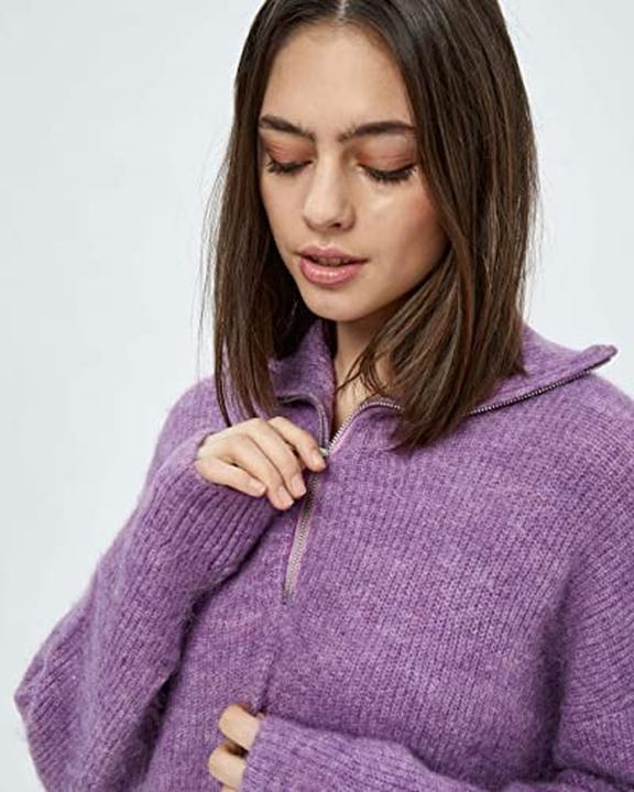 Produktbild Desires Gerippter Strickpullover mit Reissverschlussfront und Rollkragen (XS)