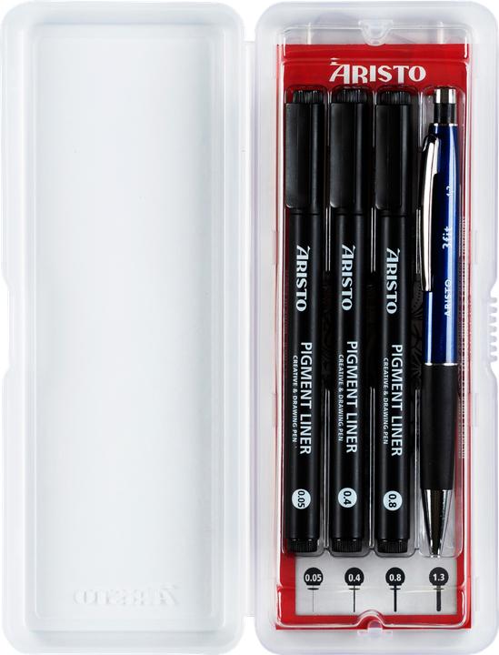 Actual product image Aristo Pigmentliner Graphic 4-pieces-Set, 0.05/0.4/0.8/3Fit, black (4 x)