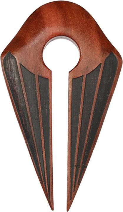 Produktbild Star Piercing Ohrgewicht Schlüsselloch zwei Spitzen Graviert lang aus Sawo Holz (ohne Messing, Organisch)