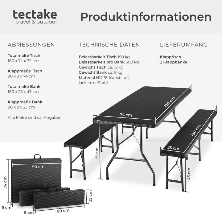 Actual product image tectake Dining table and bench set